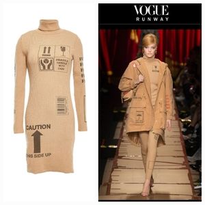 NWT Moschino Turtleneck Dress Beige UPS mock-up